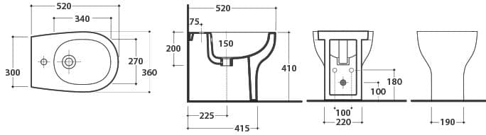 Μπιντέ δαπέδου Karag Eolis BTW 2535 Λευκό 36x52cm - 3