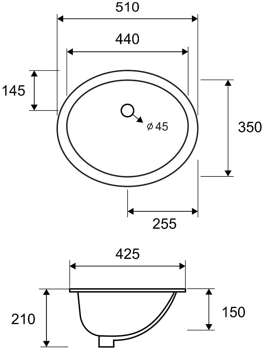 Νιπτήρας υποκαθήμενος Karag LT 6005 Λευκό 51x42 - 3