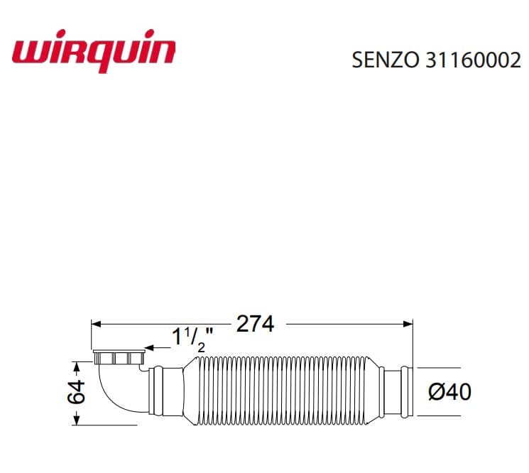 Σιφών Senzo 1 1/2'' για νεροχύτη White - 2