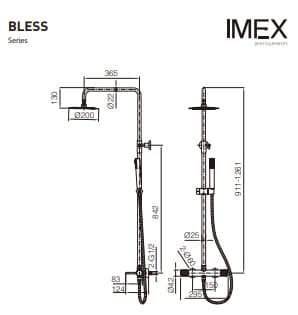 Κολώνα Ντους με Μπαταρία Imex Bless BDB063 Χρώμιο - 2