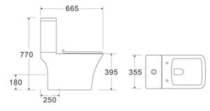 Λεκάνη δαπέδου rimless χαμηλής πίεσης με κάλυμμα soft close Karag Natalia 1215S Λευκό 35,5x66,5cm - 4