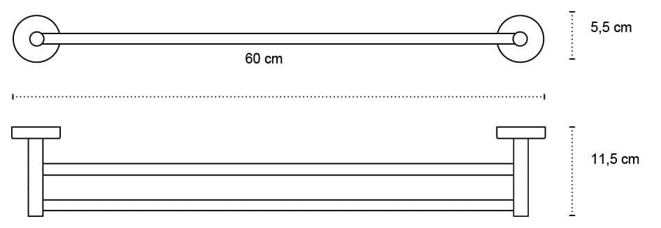 Πετσετοκρεμάστρα διπλή Karag Uno 126255 Ματ Μαύρο 60×11,5cm - 2