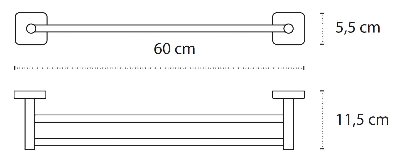 Πετσετοκρεμάστρα διπλή Karag Quattro 4262 Χρώμιο 60×11,5cm - 2