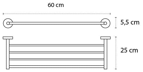 Ραφιέρα πετσετών Karag Uno 9696 Χρώμιο 60×25×5,5cm - 2