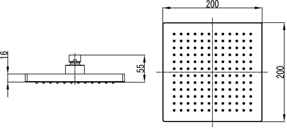Κεφαλή Ντους Karag Praxis CFT205B Ματ Μαύρο 20x20cm - 2