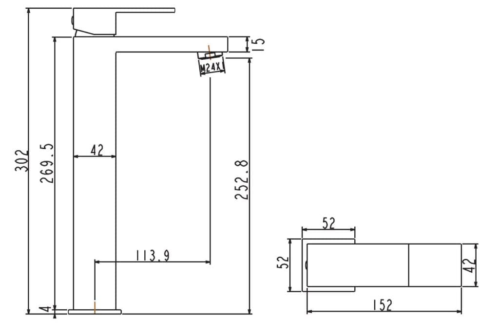 Μπαταρία Νιπτήρος Ψηλή Karag Delos FV11C299H-BL Ματ Μαύρο - 2