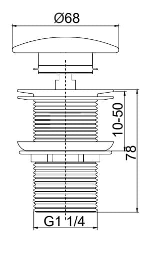 Βαλβίδα νιπτήρος Karag G9803-D Χρώμιο με καπάκι πορσελάνης (χωρίς υπερχείλιση) - 2