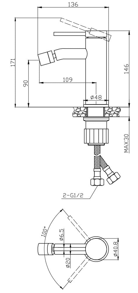 Μπαταρία Μπιντέ Karag Joan 24608-424A Χρώμιο - 2
