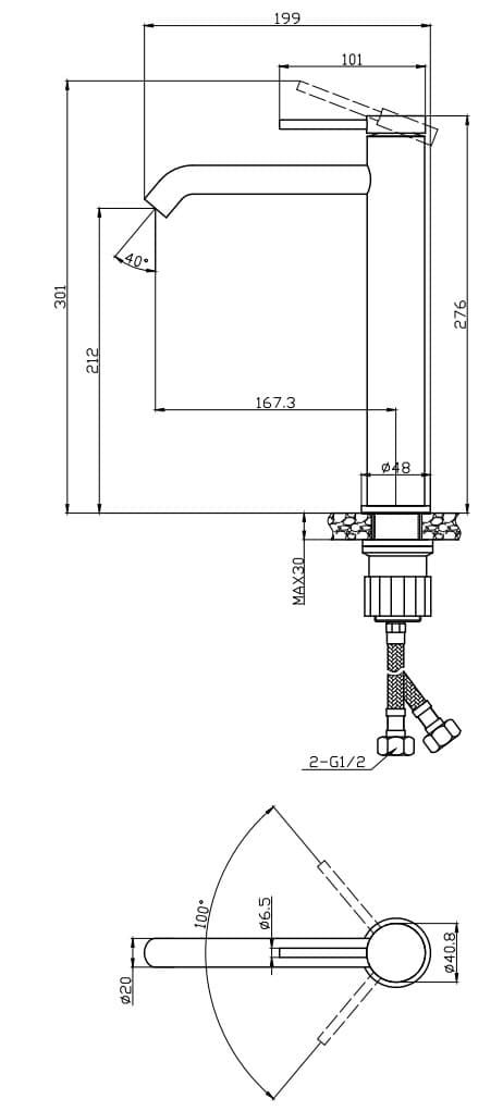 Μπαταρία Νιπτήρος Ψηλή Karag Joan 24615-424A Χρώμιο - 2