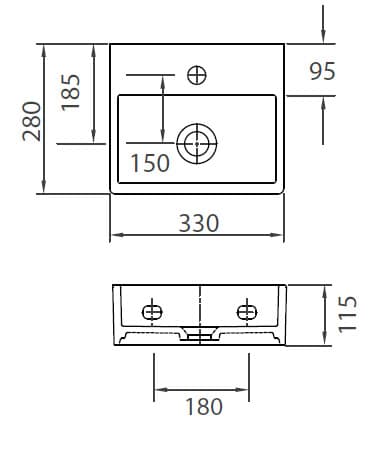 Νιπτήρας κρεμαστός Karag Daphne 53706 Λευκό 33×28×11,5cm - 2