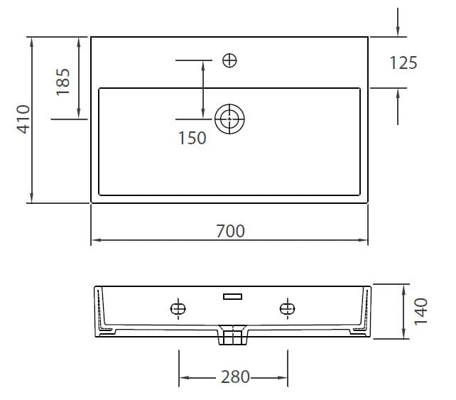 Νιπτήρας κρεμαστός Karag Daphne 53710 Λευκό 70×41×14cm - 2