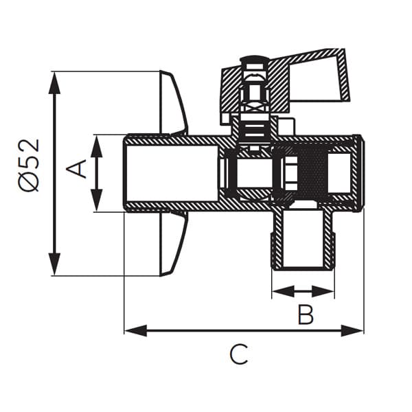 Γωνιακός διακόπτης ροής Ferro Z1238KF Χρώμιο 1/2"x3/8" - 2