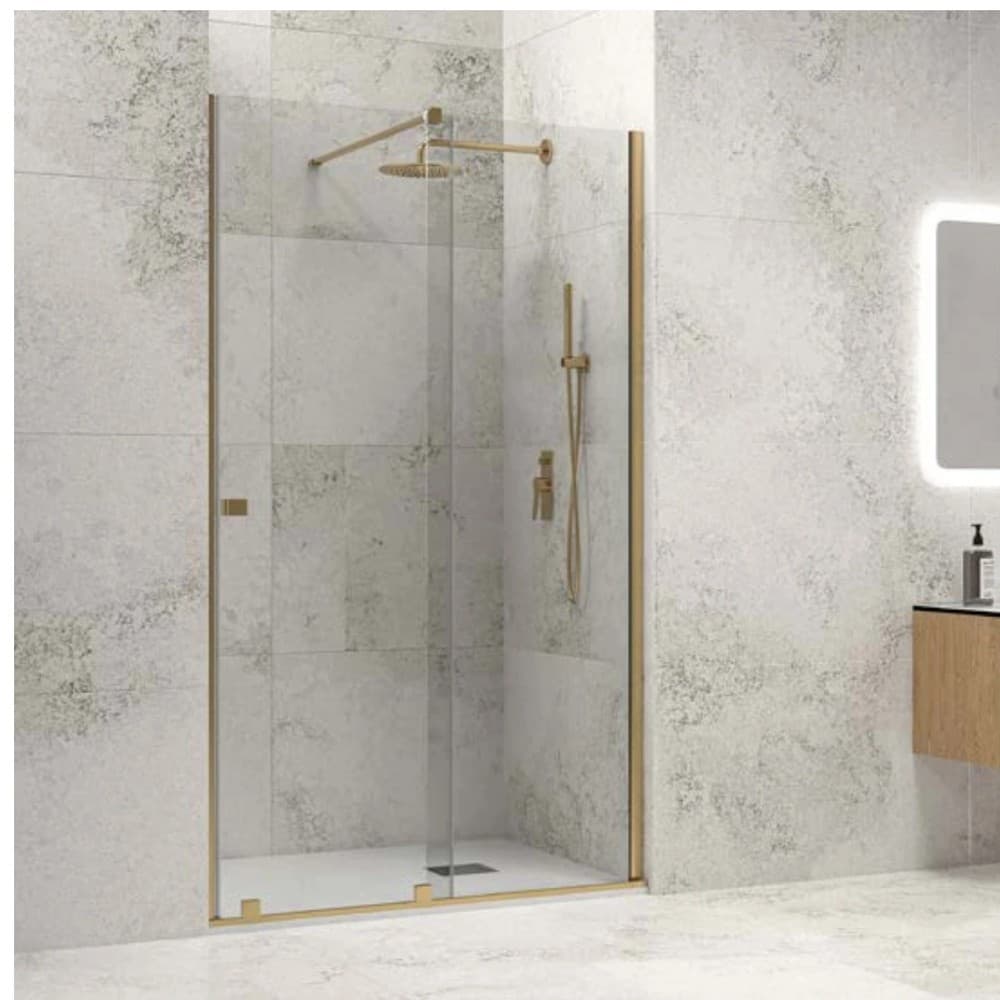 Καμπίνα Ντουζιέρας από τοίχο σε τοίχο Karag Animus 400 Gold Brushed Clear Glass Ύψος 200cm