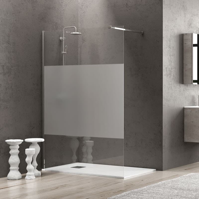 Καμπίνα Ντουζιέρας Walk In Karag Free 1 Χρώμιο Serigrafato Glass Ύψος 185cm