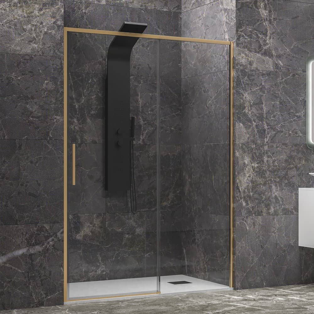 Καμπίνα Ντουζιέρας από τοίχο σε τοίχο Karag Lea 400 Gold Brushed Clear Glass Ύψος 200cm
