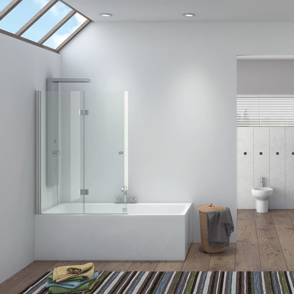 Καμπίνα Μπανιέρας Karag S 7 Vasca Χρώμιο Clear Glass Ύψος 140cm