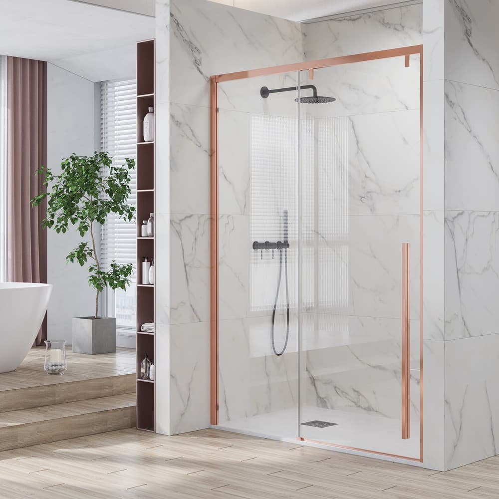 Καμπίνα Ντουζιέρας από τοίχο σε τοίχο Karag Santorini 400 Rose Gold Clear Glass Ύψος 200cm