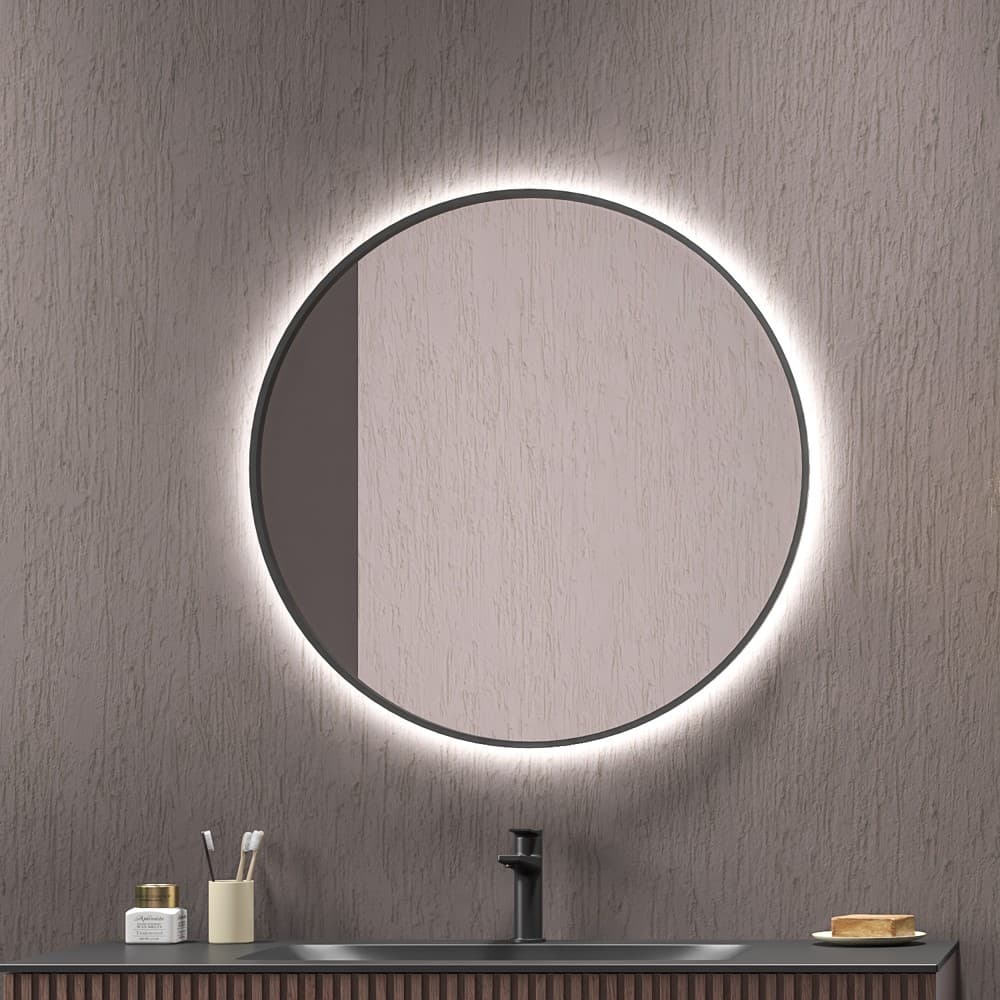 Καθρέπτης μπάνιου με Led Karag Sharon SHARON80-B Ματ Μαύρο 5700K Ø80cm