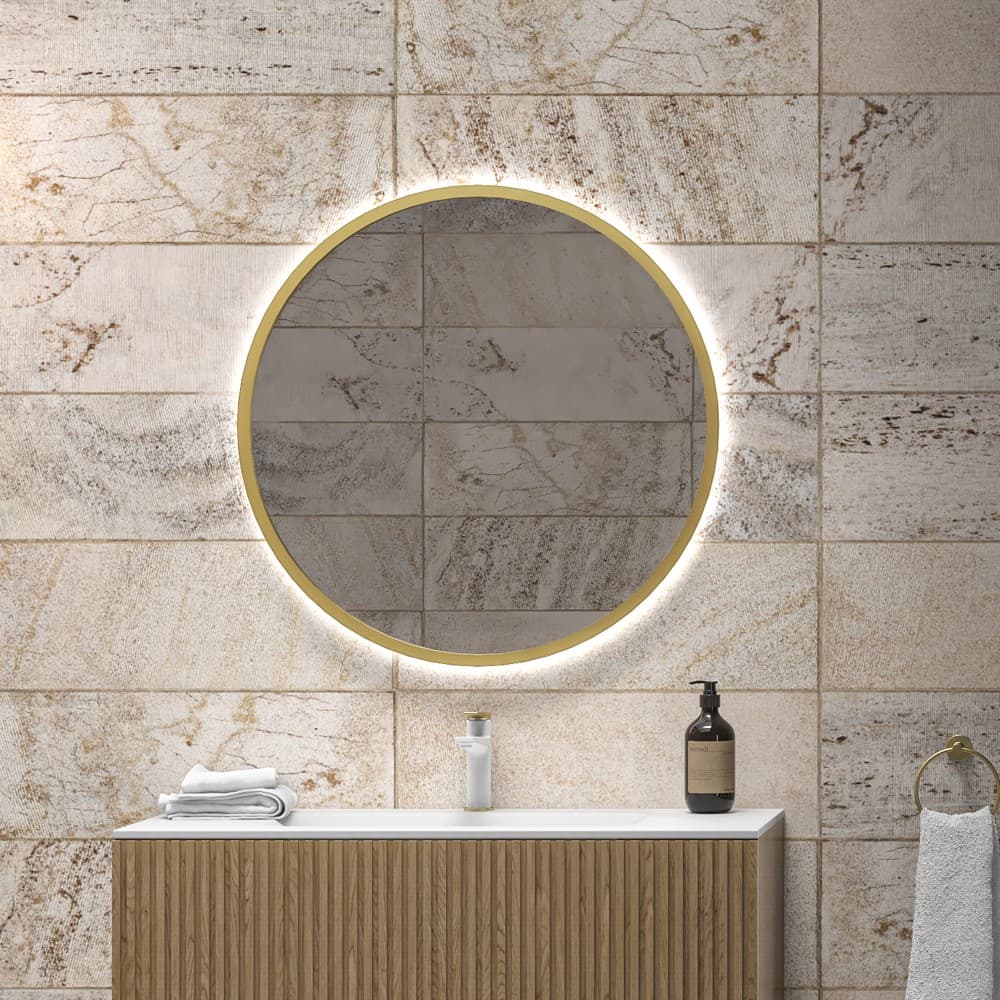 Καθρέπτης μπάνιου με Led Karag Sharon SHARON80-G Ματ Χρυσό 5700K Ø80cm