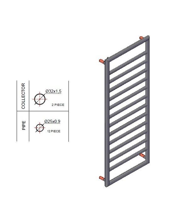 Θερμαινόμενη πετσετοκρεμάστρα Karag Design 7 Χρώμιο 10,7×50×130cm DES71300 (νερού) (χωρίς διακόπτες) - 4