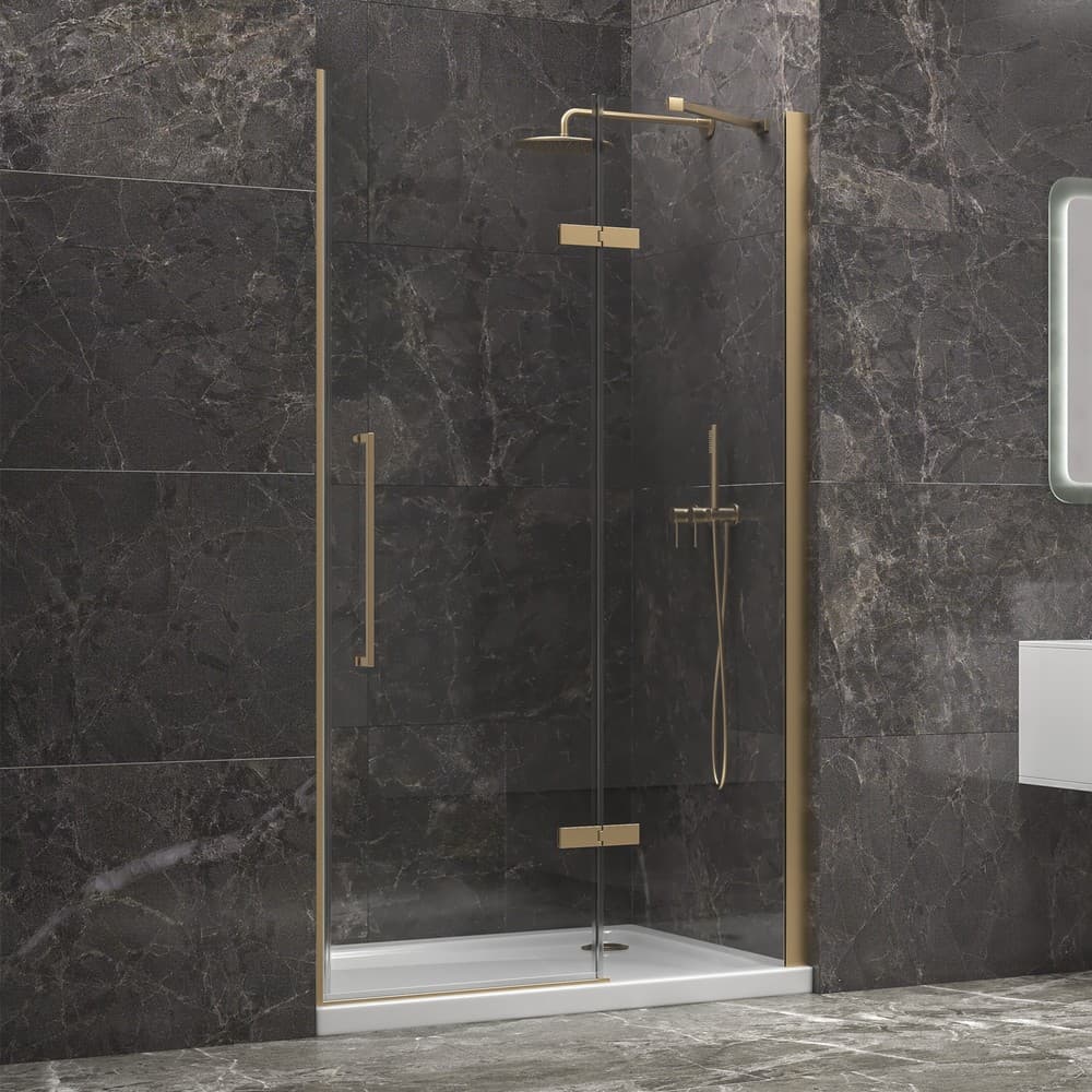 Καμπίνα Ντουζιέρας από τοίχο σε τοίχο Karag Tinos 400 Gold Brushed Clear Glass Ύψος 200cm