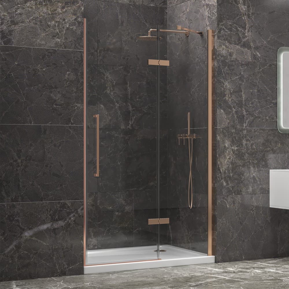 Καμπίνα Ντουζιέρας από τοίχο σε τοίχο Karag Tinos 400 Rose Gold Clear Glass Ύψος 200cm