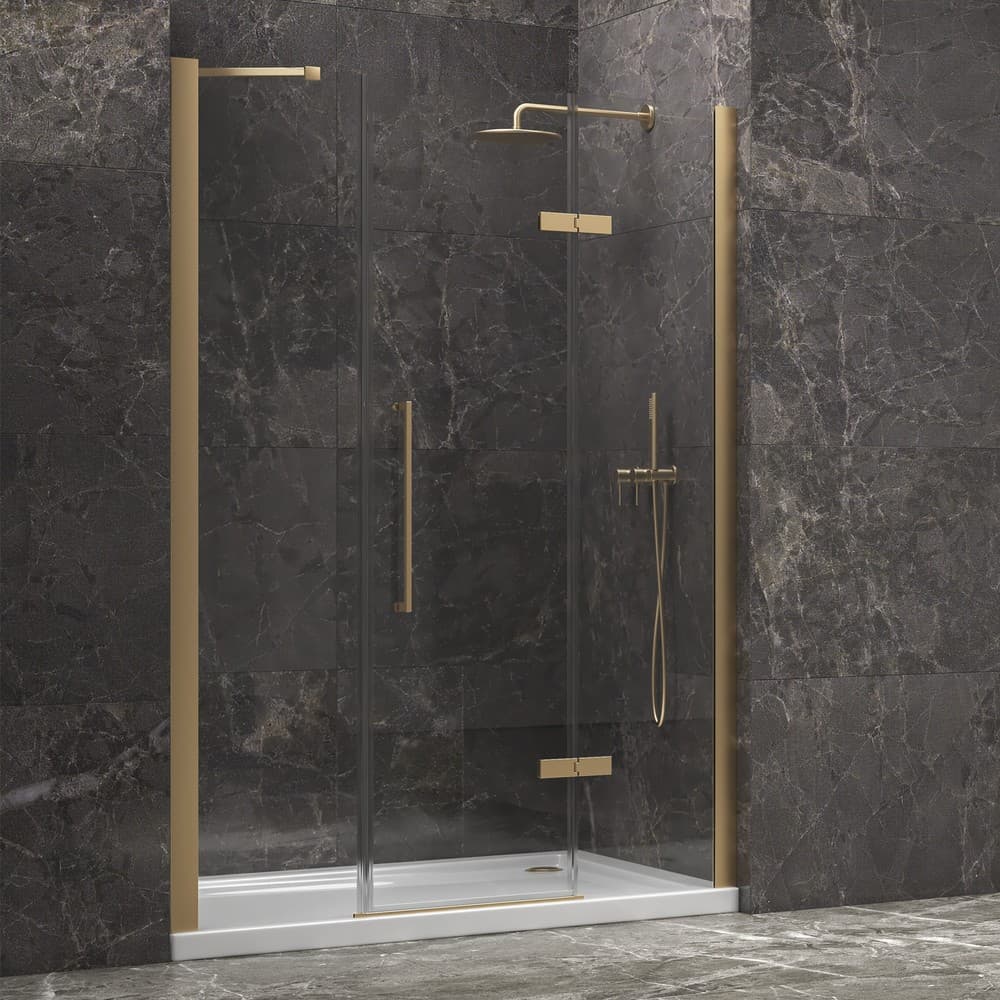 Καμπίνα Ντουζιέρας από τοίχο σε τοίχο Karag Tinos 600 Gold Brushed Clear Glass Ύψος 200cm