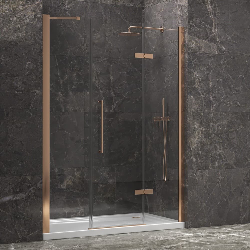 Καμπίνα Ντουζιέρας από τοίχο σε τοίχο Karag Tinos 600 Rose Gold Clear Glass Ύψος 200cm