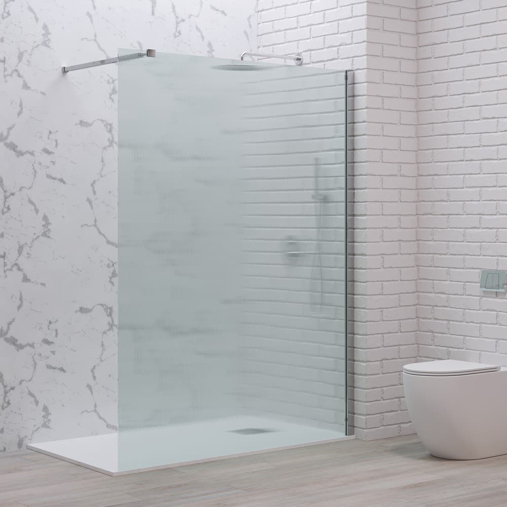 Καμπίνα Ντουζιέρας Walk In Karag Walkin 1 Χρώμιο Fluted Glass Ύψος 200cm
