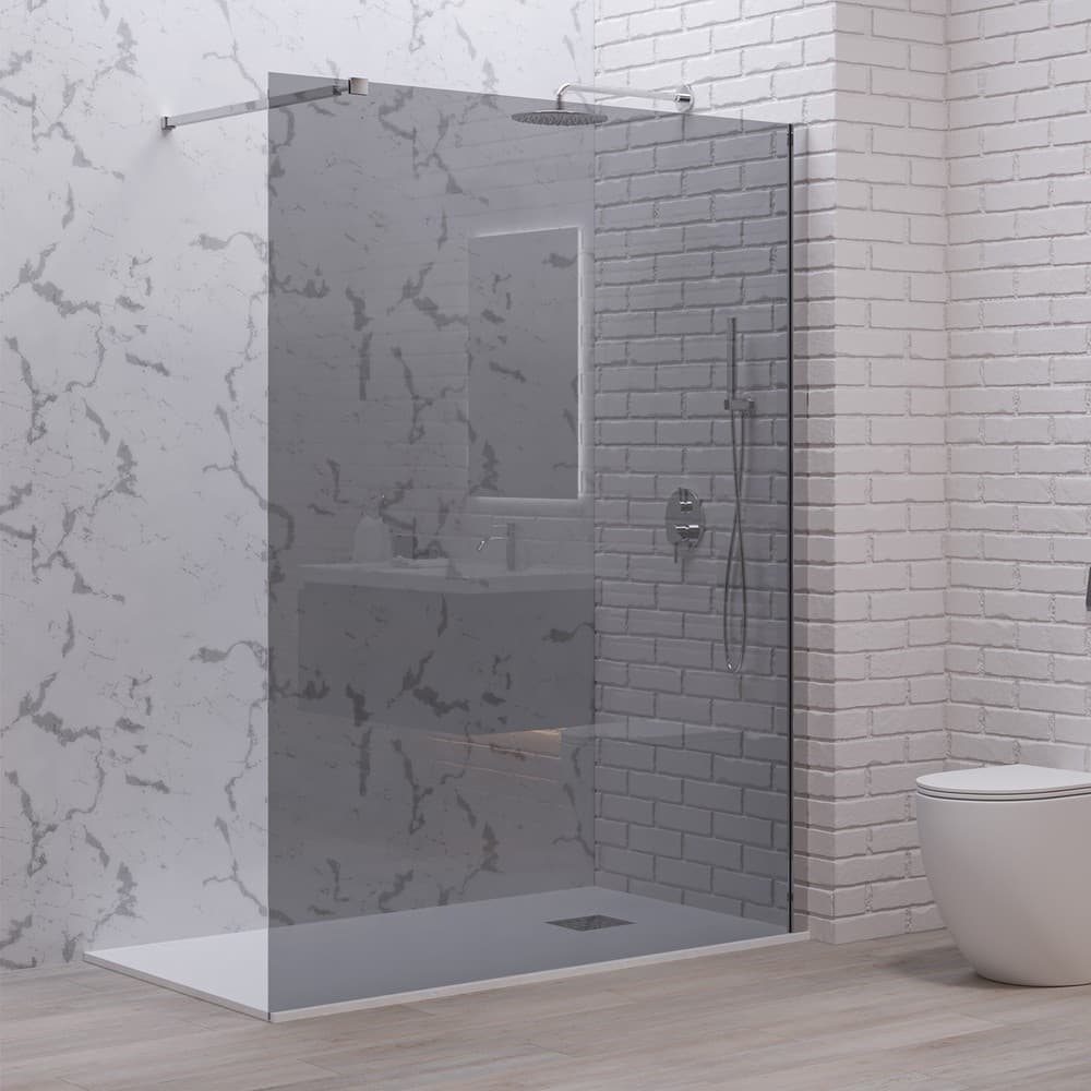 Καμπίνα Ντουζιέρας Walk In Karag Walkin 1 Χρώμιο Fume Glass Ύψος 200cm