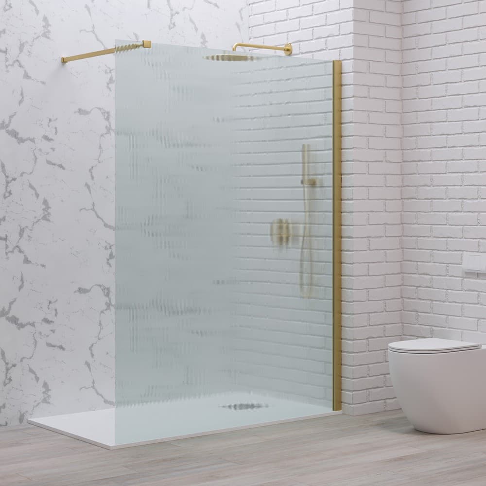 Καμπίνα Ντουζιέρας Walk In Karag Walkin 1 Gold Brushed Fluted Glass Ύψος 200cm