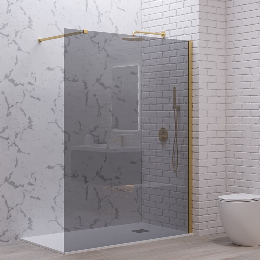 Καμπίνα Ντουζιέρας Walk In Karag Walkin 1 Gold Brushed Fume Glass Ύψος 200cm