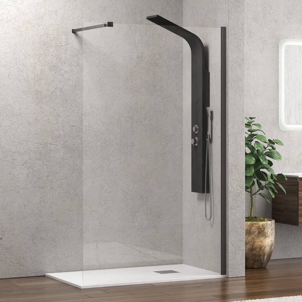 Καμπίνα Ντουζιέρας Walk In Karag Walkin 1 Metal Gun Clear Glass Ύψος 200cm