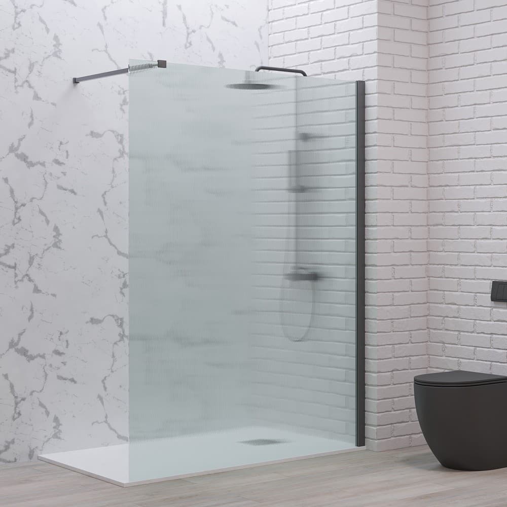 Καμπίνα Ντουζιέρας Walk In Karag Walkin 1 Metal Gun Fluted Glass Ύψος 200cm