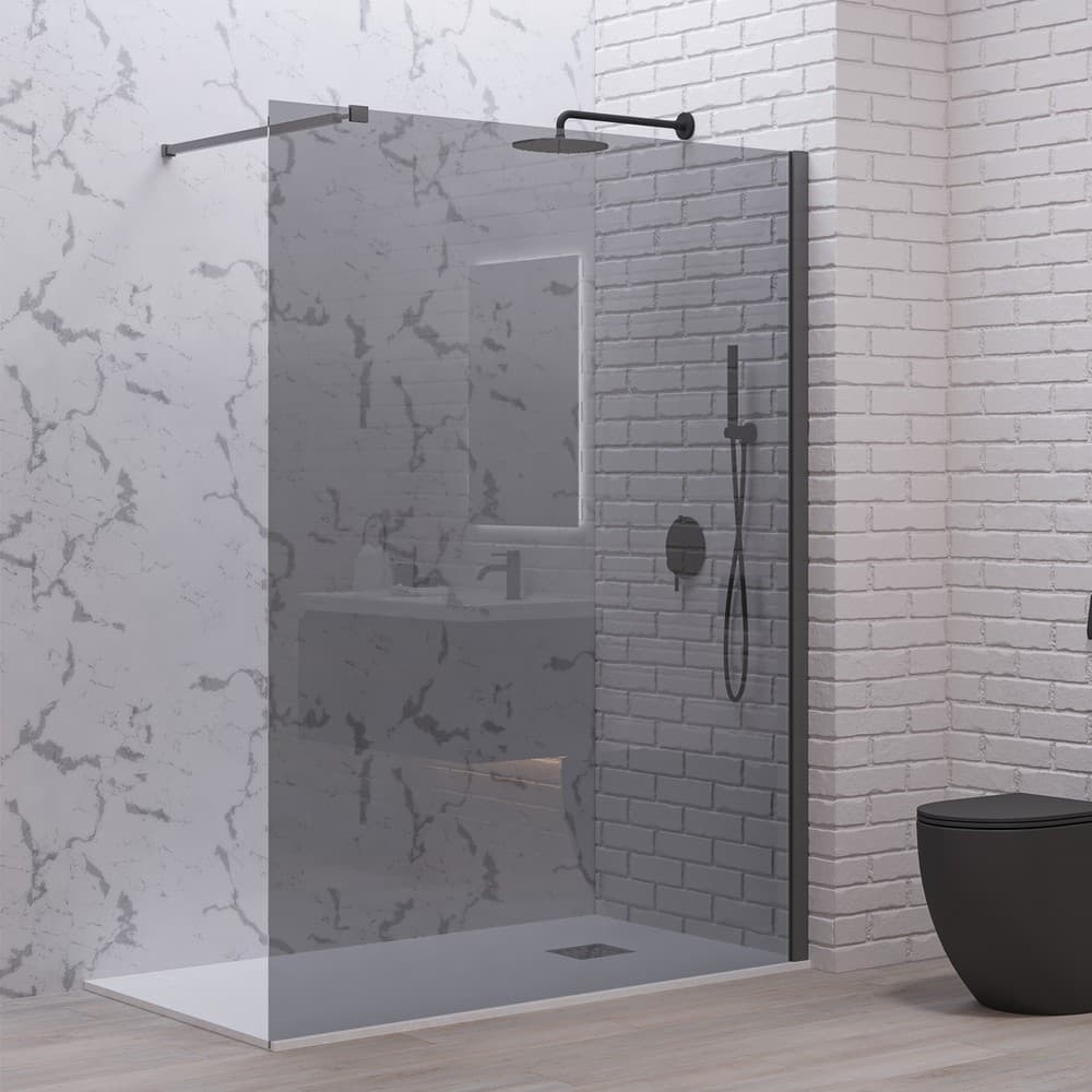 Καμπίνα Ντουζιέρας Walk In Karag Walkin 1 Metal Gun Fume Glass Ύψος 200cm