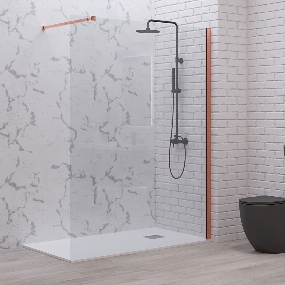 Καμπίνα Ντουζιέρας Walk In Karag Walkin 1 Rose Gold Clear Glass Ύψος 200cm