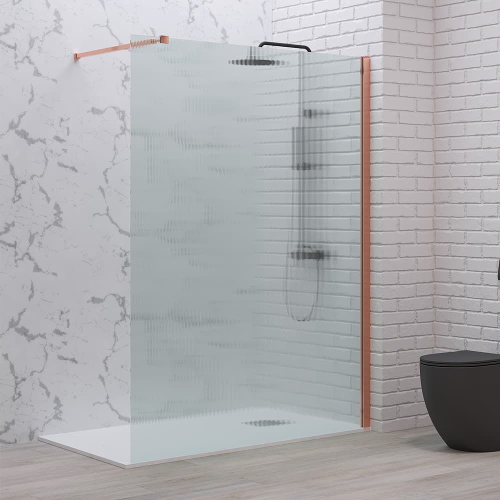 Καμπίνα Ντουζιέρας Walk In Karag Walkin 1 Rose Gold Fluted Glass Ύψος 200cm