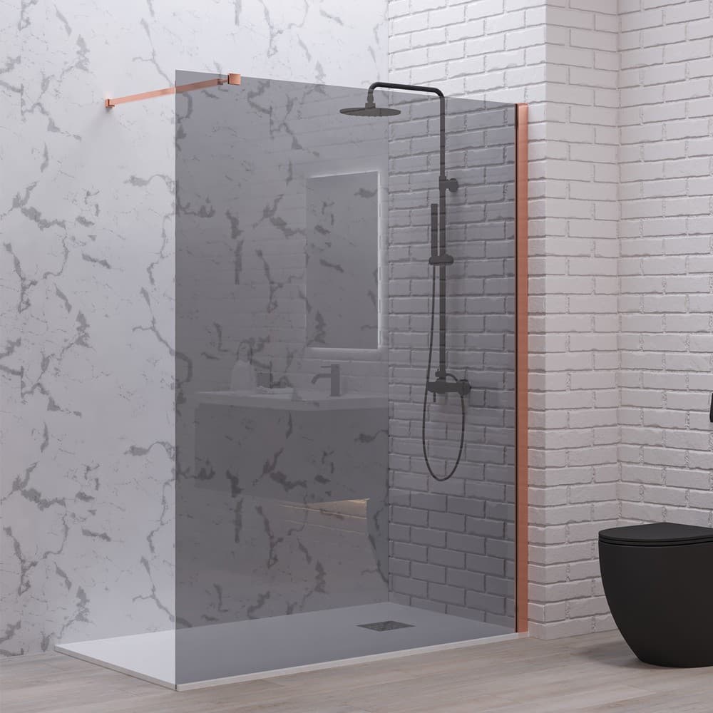 Καμπίνα Ντουζιέρας Walk In Karag Walkin 1 Rose Gold Fume Glass Ύψος 200cm