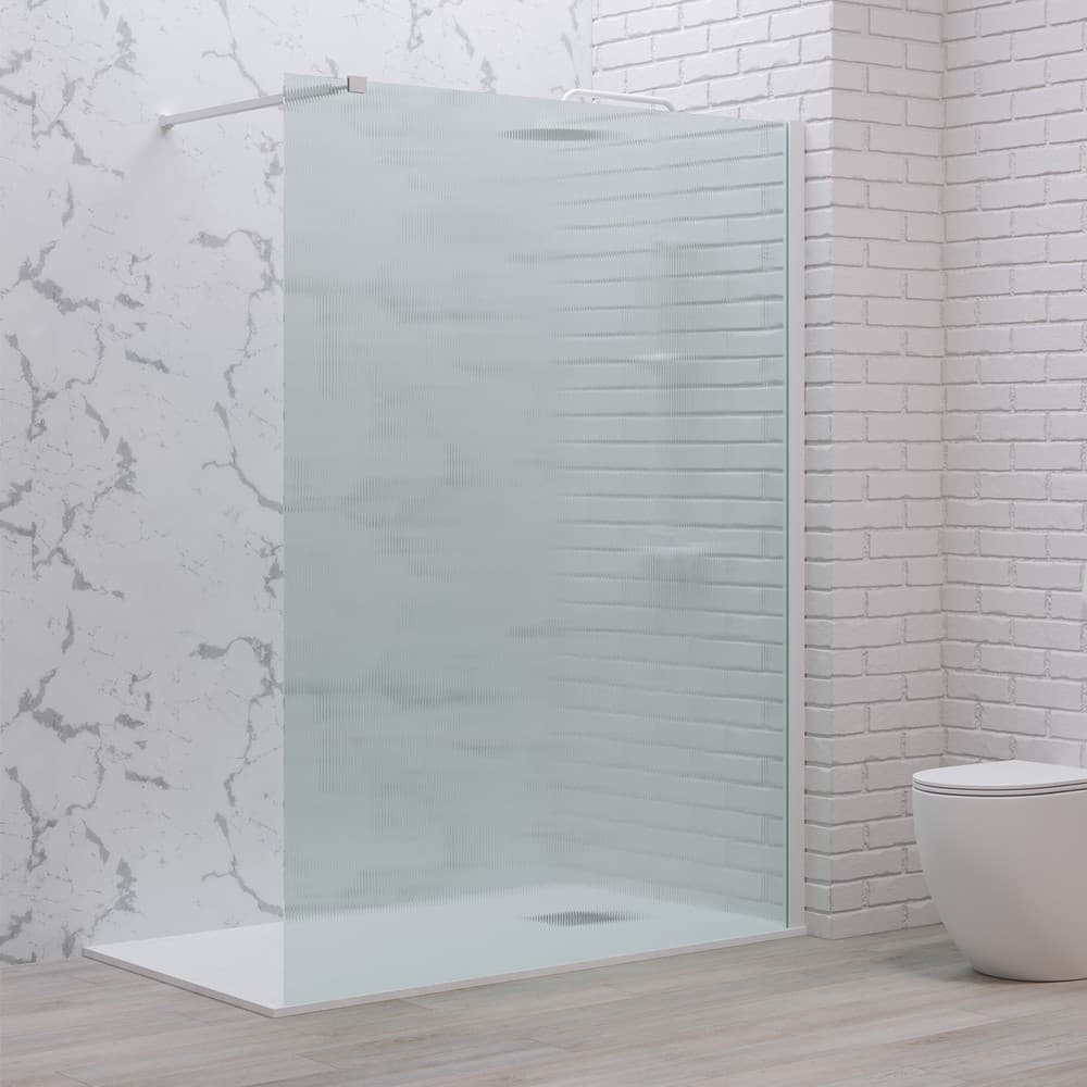 Καμπίνα Ντουζιέρας Walk In Karag Walkin 1 Ματ Λευκό Fluted Glass Ύψος 200cm
