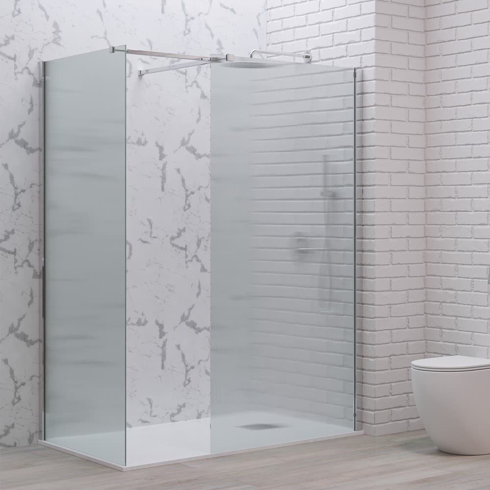 Καμπίνα Ντουζιέρας Walk In Karag Walkin 2 Χρώμιο Fluted Glass Ύψος 200cm