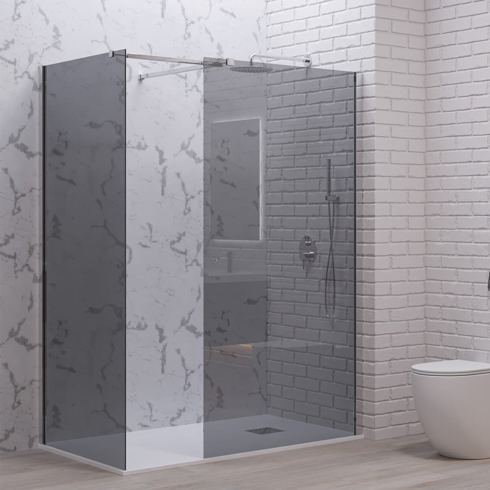 Καμπίνα Ντουζιέρας Walk In Karag Walkin 2 Χρώμιο Fume Glass Ύψος 200cm