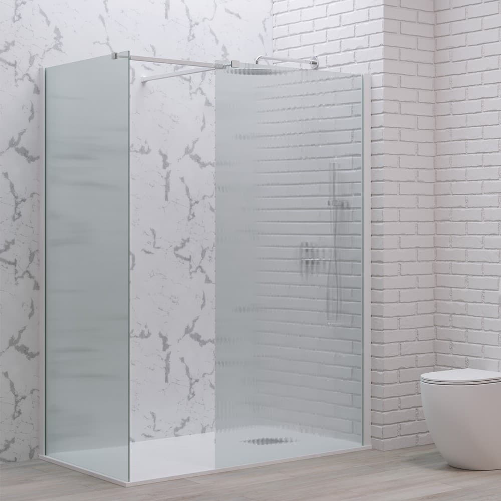 Καμπίνα Ντουζιέρας Walk In Karag Walkin 2 Ματ Λευκό Fluted Glass Ύψος 200cm