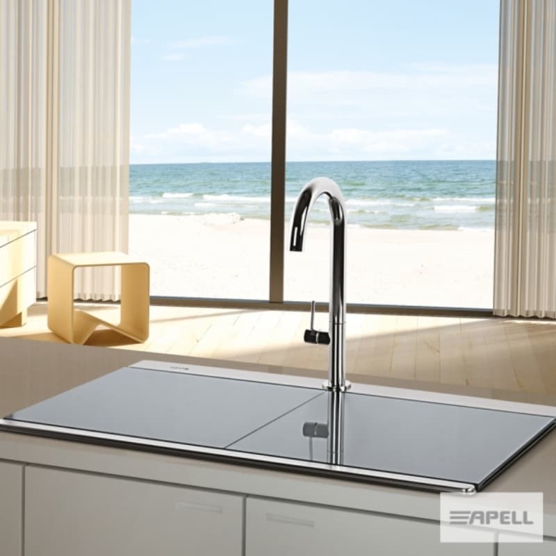 Νεροχύτης κουζίνας ανοξείδωτος Apell Iris 9320-110401 Inox Σατινέ λείο με Black Glass 89,7×51 (ένθετος) - 4