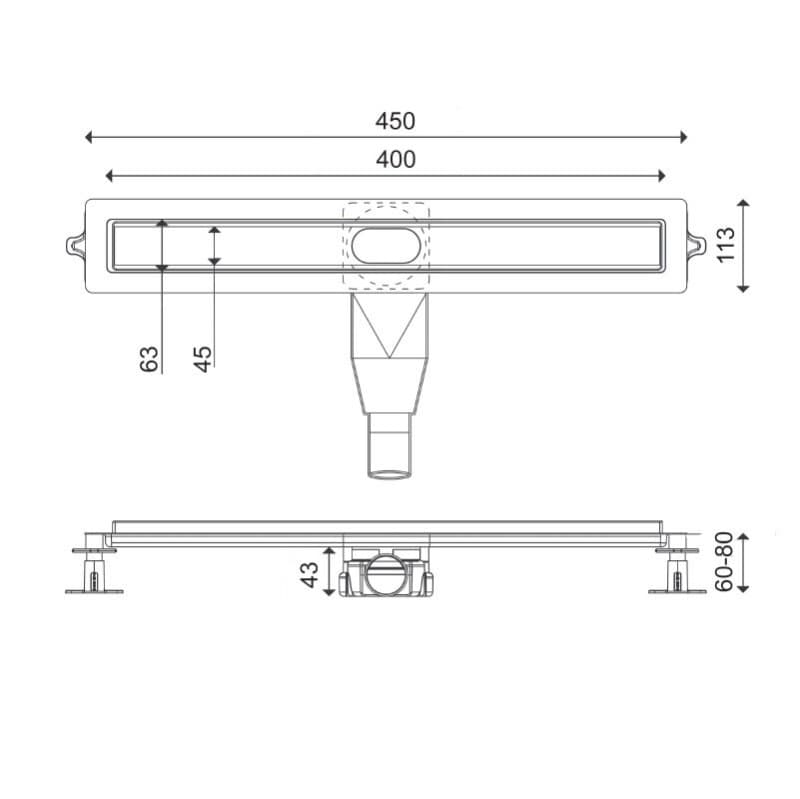 Κανάλι Ντους Wirquin Flat Linear FL400 Inox 40εκ (και για πλακάκι) Υ6cm - 2