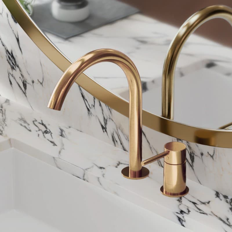 Μπαταρία Νιπτήρος Eurorama R6830-201 + R5309-201 Light Gold Brushed (Προβολή 21cm)