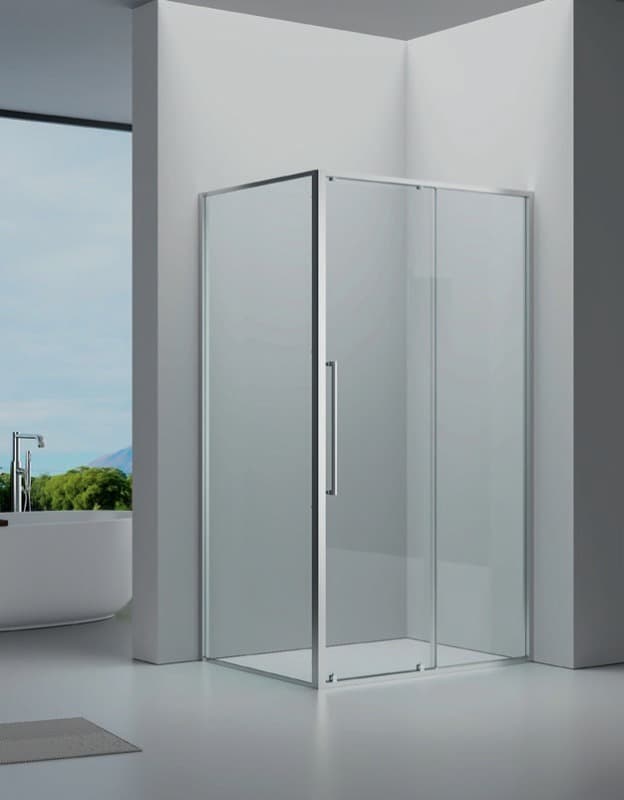 Καμπίνα Ντουζιέρας Devon Elli Slider 1+1 SLLC-100 + SPLC-100 Χρώμιο Clean Glass Ύψος 200cm