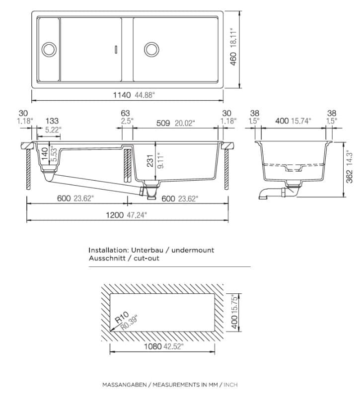Νεροχύτης κουζίνας γρανιτένιος Schock Cristadur Prepstation 81500-1302 Polaris 114×46 (ένθετος) - 5