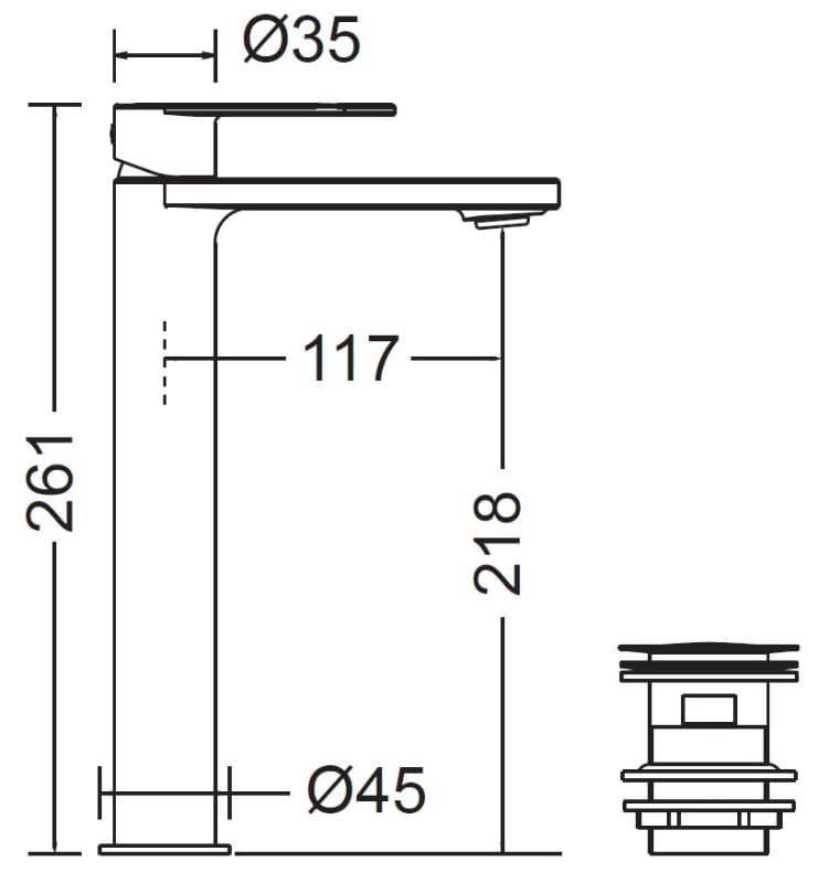 Μπαταρία Νιπτήρος Cora Mist 3513-100 Χρώμιο - 2