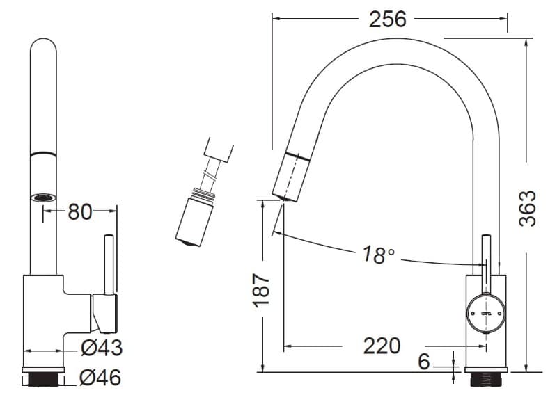 Μπαταρία κουζίνας Cora 63360-100 Χρώμιο Υ36,3cm - 2