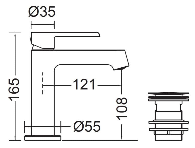 Μπαταρία Νιπτήρος Cora Occo 7211-100 Χρώμιο - 2